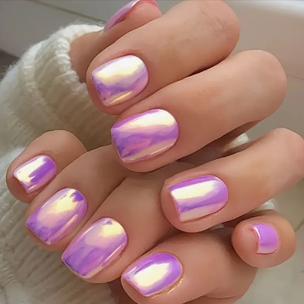 🎉 Host Pick 🎉 Glossy Purple Chrome Press On Nails - 24 Pieces - Picture 1 of 6